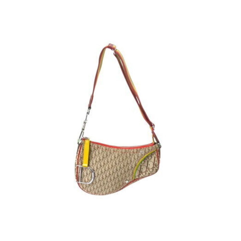 Christian Dior Saddle Bag Shoulder Beige Tan Rasta Color
